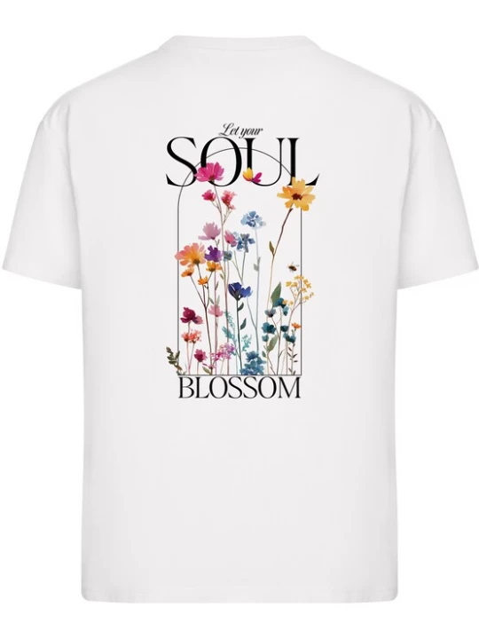 Foto van product Miss Tee Shirt 'Let Your Soul Blossom' royal blue / koningsblauw / donkergroen / zwart / wit