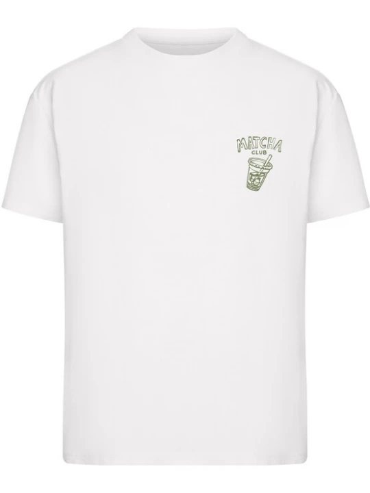 Foto van product Miss Tee Shirt 'Matcha Club Good Mood' kiwi / wit