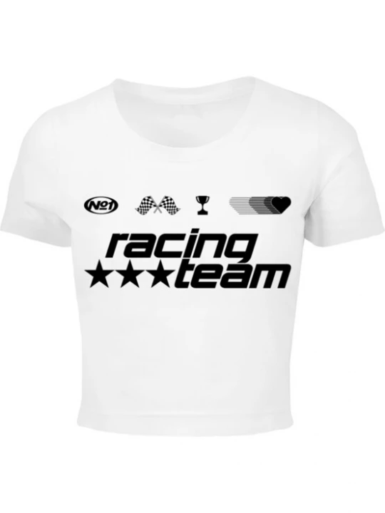Foto van product Miss Tee Shirt 'Number One Racing Team' zwart / wit