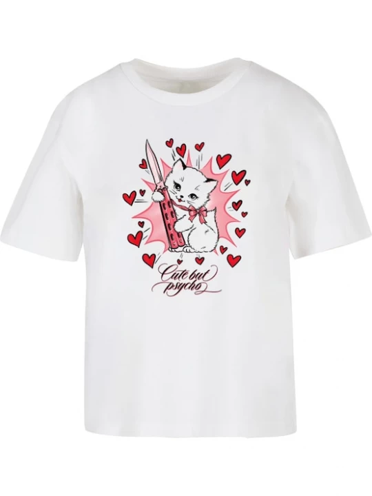 Foto van product Miss Tee Shirt 'Psycho Kitty' pink / rood / wit