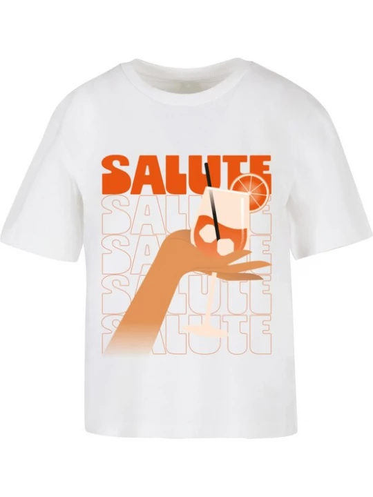Foto van product Miss Tee Shirt 'Saluti A Tutti' lichtbeige / donkeroranje / wit