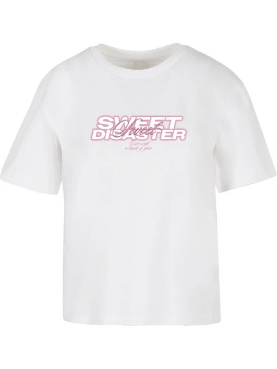 Foto van product Miss Tee Shirt 'Sweet Disaster' lichtroze / wit
