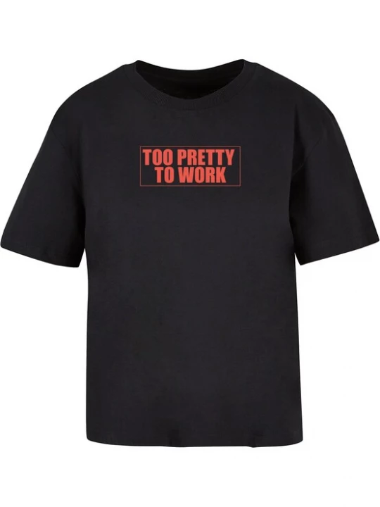 Foto van product Miss Tee Shirt 'Too Pretty To Work' rood / zwart