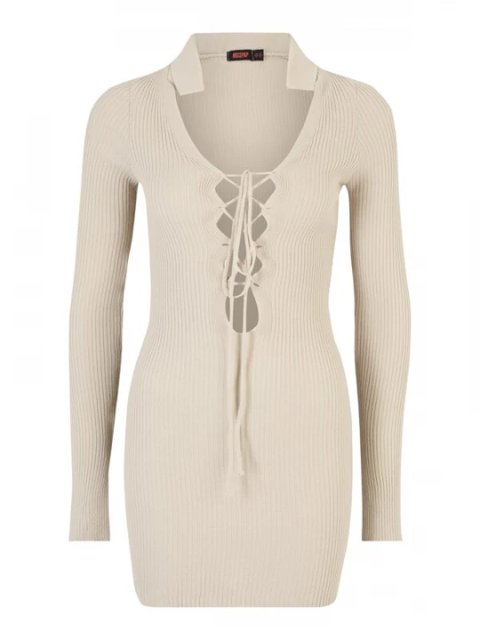 Foto van product Misspap Gebreide jurk stone grey