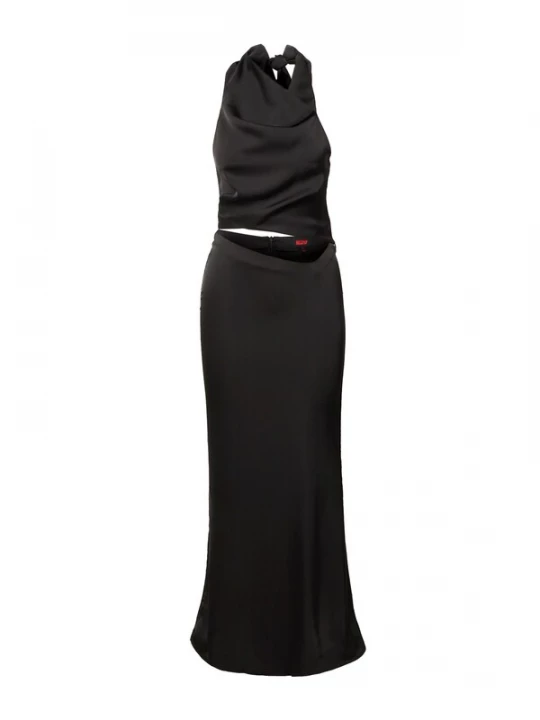 Foto van product Misspap Kostuum '(Me) High Neck Satin Cowl Co-ord' zwart