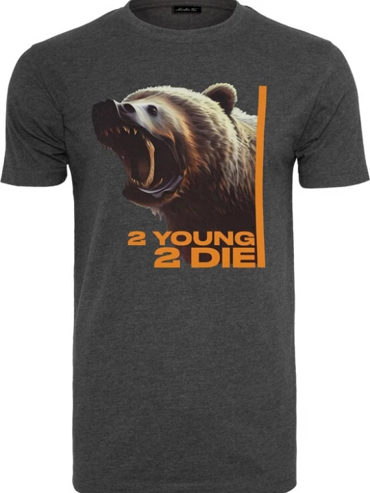 Foto van product Mister Tee Shirt '2 Young 2 Die' bruin / antraciet / oranje / wit