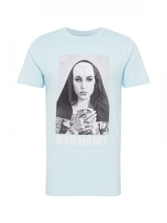 Foto van product Mister Tee Shirt 'Bad Habit' aqua / grijs / lichtgrijs / zwart