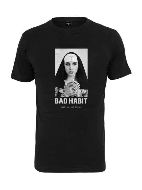 Foto van product Mister Tee Shirt 'Bad Habit' grijs gemêleerd / zwart / wit