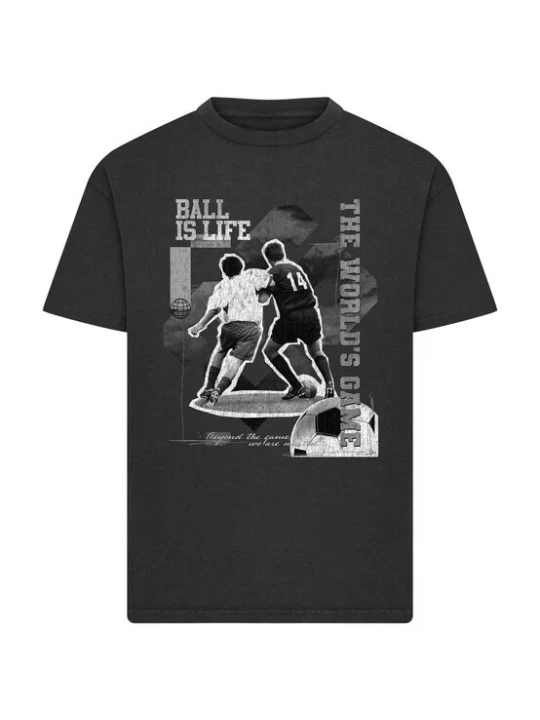 Foto van product Mister Tee Shirt 'Ball Is Life' grijs / zwart / wit