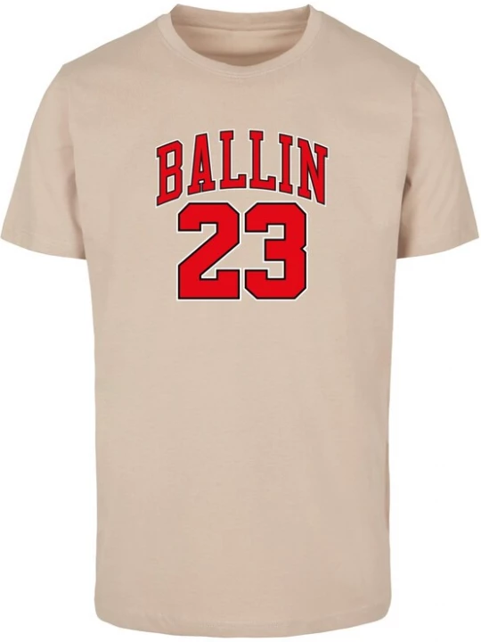 Foto van product Mister Tee Shirt 'Ballin 23' sand / vuurrood / zwart / wit