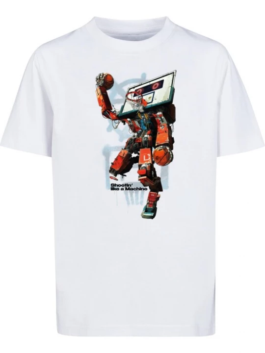 Foto van product Mister Tee Shirt 'Ballin Robot' jade groen / donkeroranje / zwart / wit