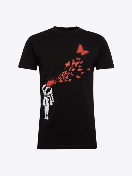 Foto van product Mister Tee Shirt 'Banksy' rood / zwart / wit