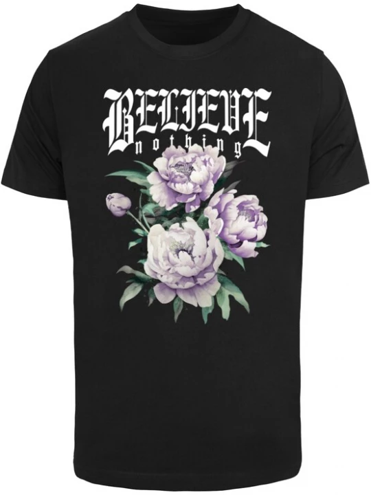 Foto van product Mister Tee Shirt 'Believe Nothing' groen / lavendel / zwart / wit