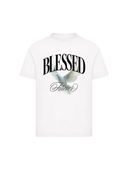 Foto van product Mister Tee Shirt 'Blessed Forever' grijs / zwart / wit