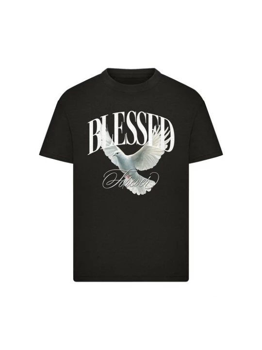 Foto van product Mister Tee Shirt 'Blessed Forever' lichtblauw / zwart / wit
