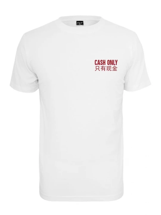 Foto van product Mister Tee Shirt 'Cash Only' kersrood / wit