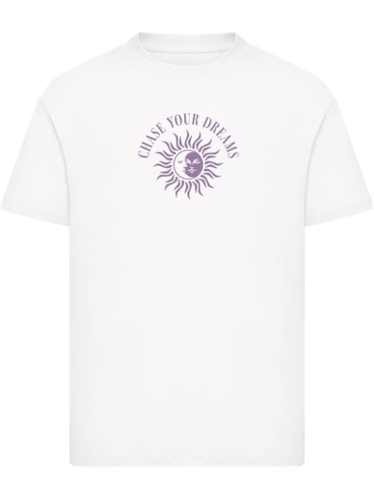 Foto van product Mister Tee Shirt 'Chase Your Dreams Sun And Moon' lila / wit