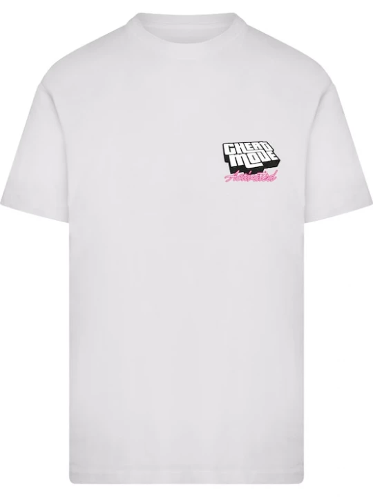 Foto van product Mister Tee Shirt 'Cheat Code Activated' navy / lichtoranje / fuchsia / wit