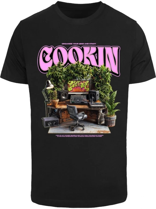 Foto van product Mister Tee Shirt 'Cookin' donkergrijs / groen / pruim / zwart
