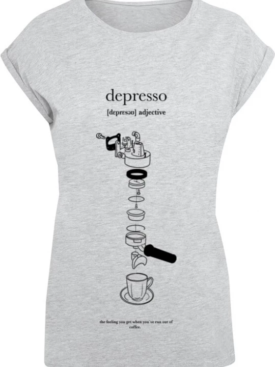 Foto van product Mister Tee Shirt 'Depresso' grijs gemêleerd / zwart