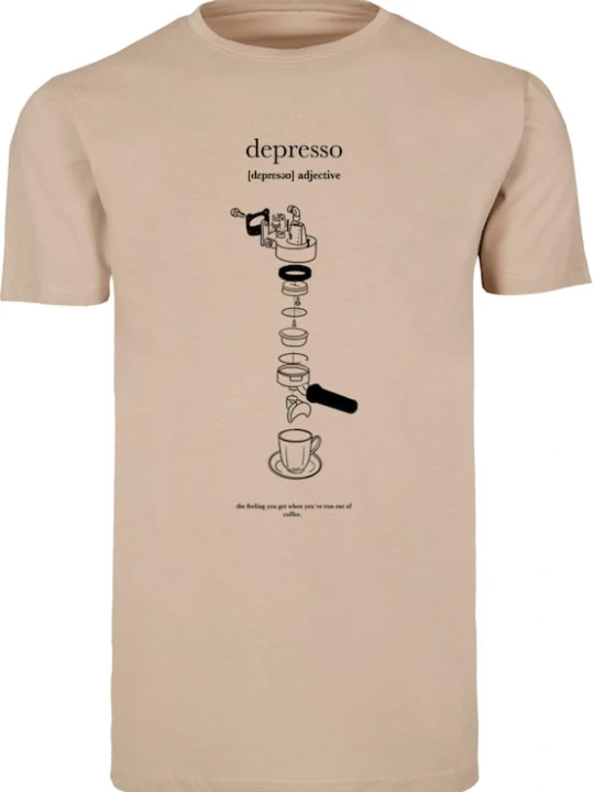 Foto van product Mister Tee Shirt 'Depresso' sand / zwart