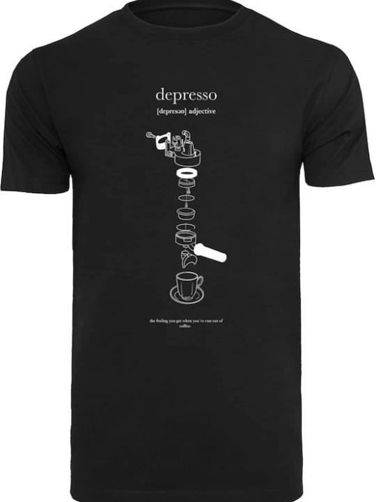 Foto van product Mister Tee Shirt 'Depresso' zwart / wit