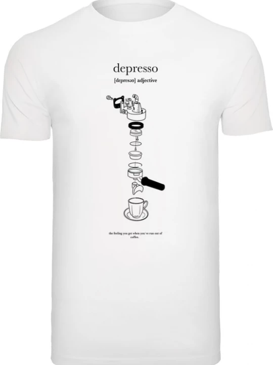 Foto van product Mister Tee Shirt 'Depresso' zwart / wit
