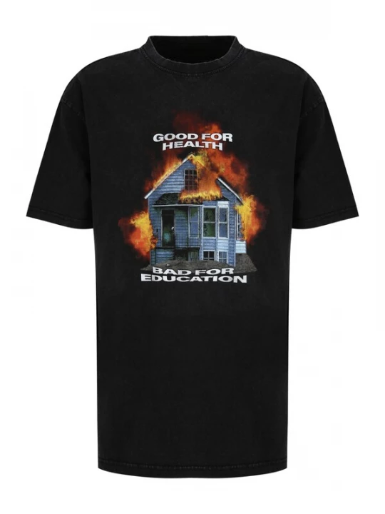 Foto van product Mister Tee Shirt duifblauw / donkergeel / zwart / wit
