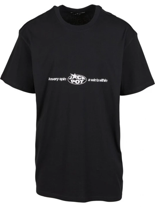 Foto van product Mister Tee Shirt 'Every Spin Wins' smaragd / lichtrood / zwart / wit
