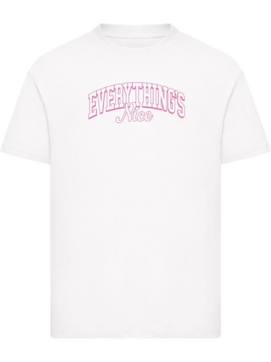 Foto van product Mister Tee Shirt 'Everything Is Nice' eosine / wit