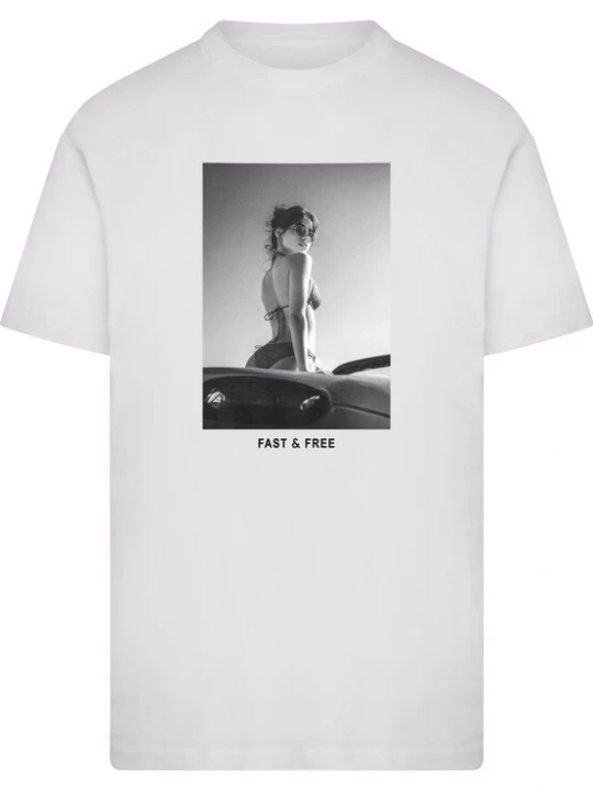 Foto van product Mister Tee Shirt 'Fast & Free' lichtgrijs / zwart / wit