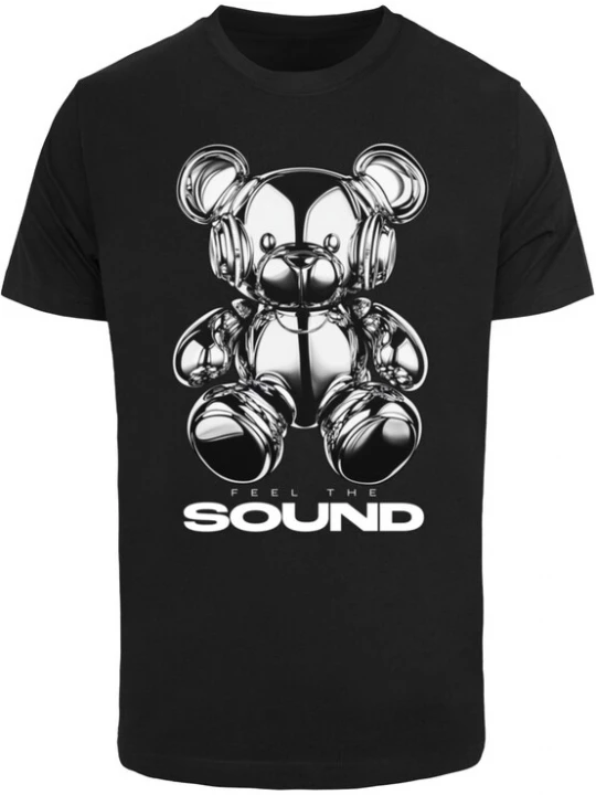 Foto van product Mister Tee Shirt 'Feel The Sound Chrome Bear' grijs / zwart / wit