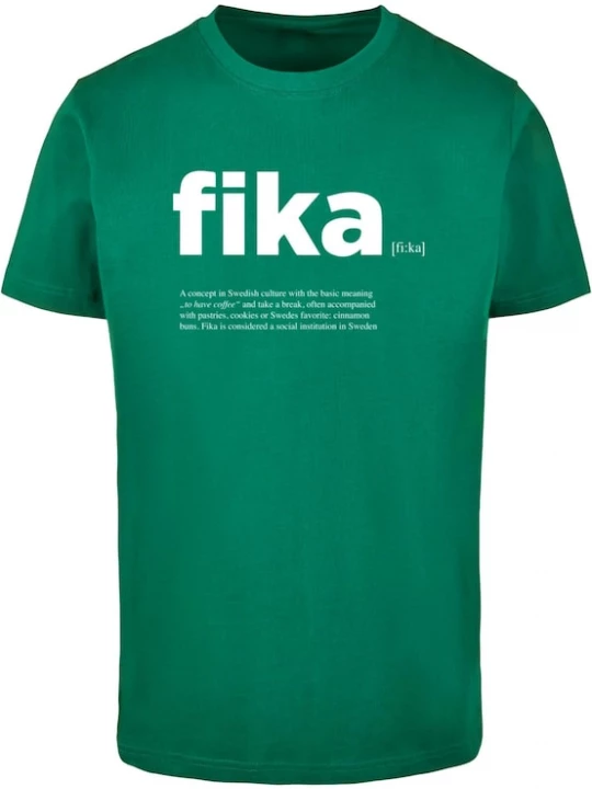 Foto van product Mister Tee Shirt 'Fika Definition' petrol