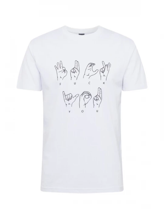 Foto van product Mister Tee Shirt 'FU Sign Language' zwart / wit