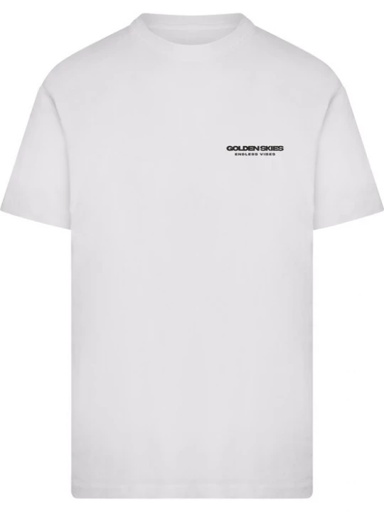 Foto van product Mister Tee Shirt 'Golden Skies Endless Vibes' neonlila / rood / zwart / wit