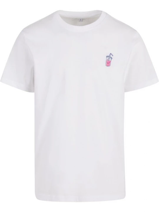 Foto van product Mister Tee Shirt 'Good Vibes Drink' lavendel / donkerroze / wit
