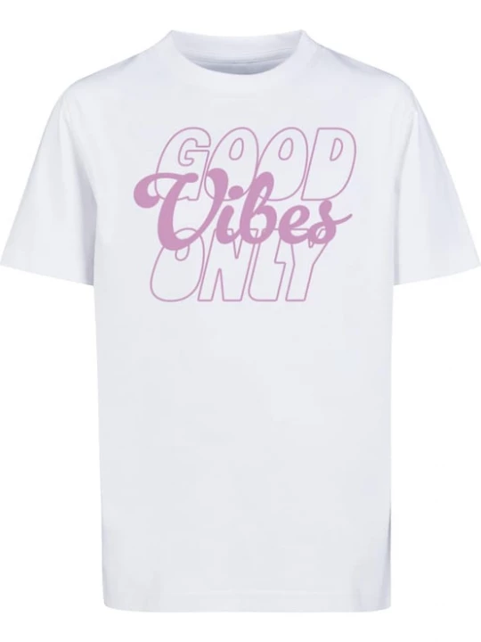 Foto van product Mister Tee Shirt 'Good Vibes Only' eosine / wit