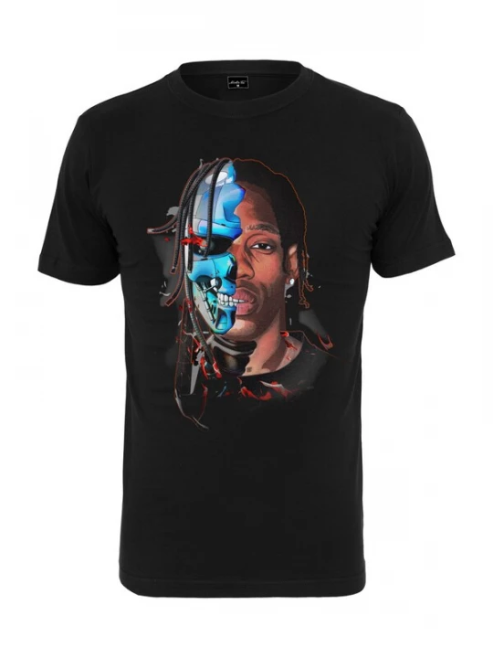 Foto van product Mister Tee Shirt 'Half Face' blauw / bruin / grijs / rood / zwart