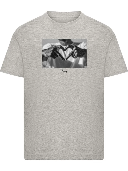 Foto van product Mister Tee Shirt 'Heart Sign' grijs gemêleerd / zwart / wit