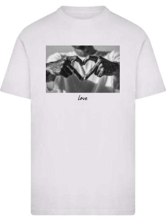 Foto van product Mister Tee Shirt 'Heart Sign' grijs / zwart / wit