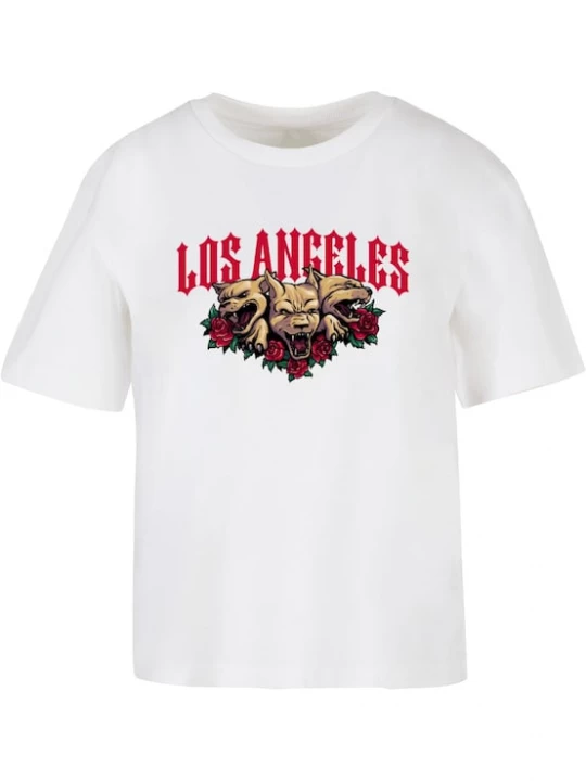 Foto van product Mister Tee Shirt 'LA Dogs' beige / donkerlila / rood / wit