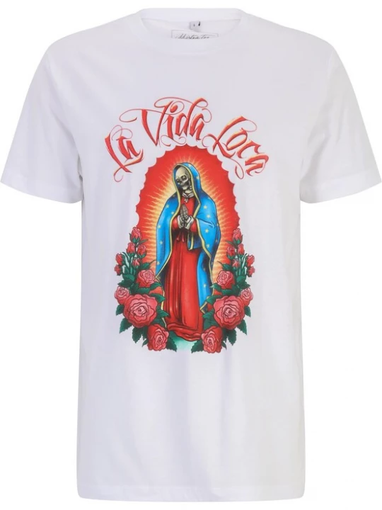 Foto van product Mister Tee Shirt lichtblauw / groen / oranjerood / wit