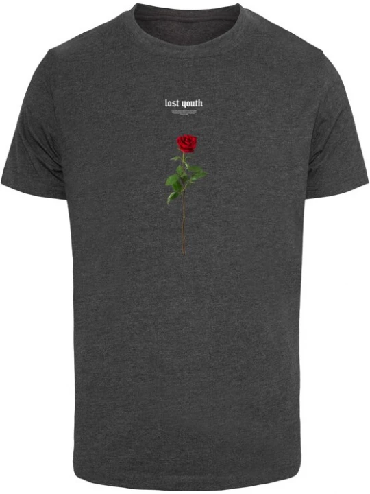 Foto van product Mister Tee Shirt 'Lost Youth Rose' antraciet / groen / donkerrood / wit