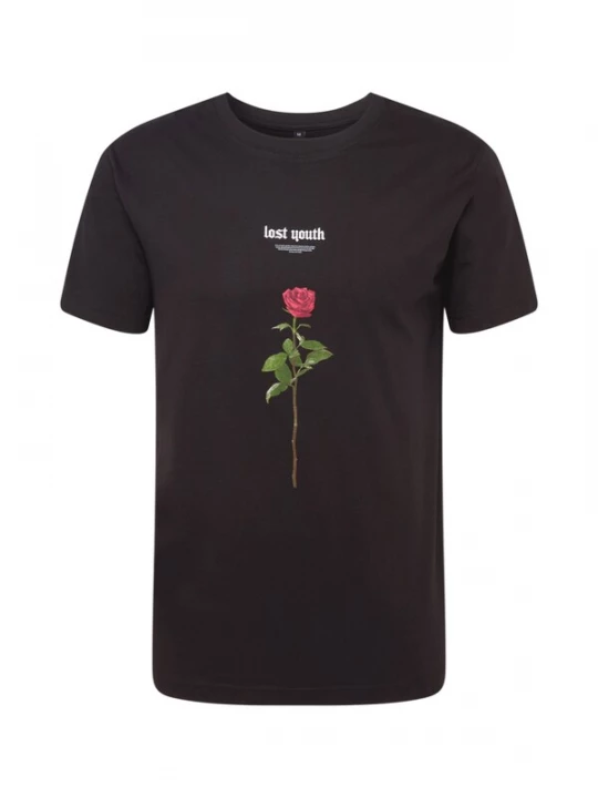 Foto van product Mister Tee Shirt 'Lost Youth Rose' groen / kersrood / zwart / wit