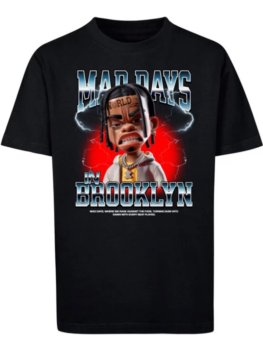 Foto van product Mister Tee Shirt 'Mad Days In Brooklyn' opaal / rood / zwart / wit