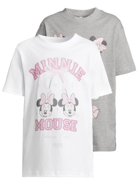 Foto van product Mister Tee Shirt 'Minnie Mouse' grijs gemêleerd / rosé / donkerroze / wit