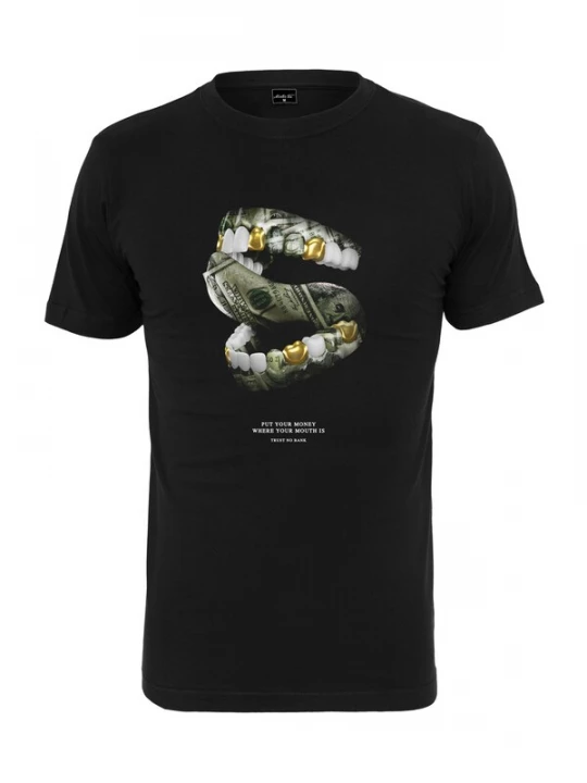 Foto van product Mister Tee Shirt 'Money Mouth' goud / appel / zwart / wit