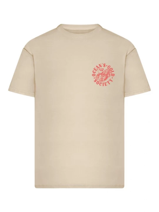 Foto van product Mister Tee Shirt 'Oceans Gold' beige / knalrood