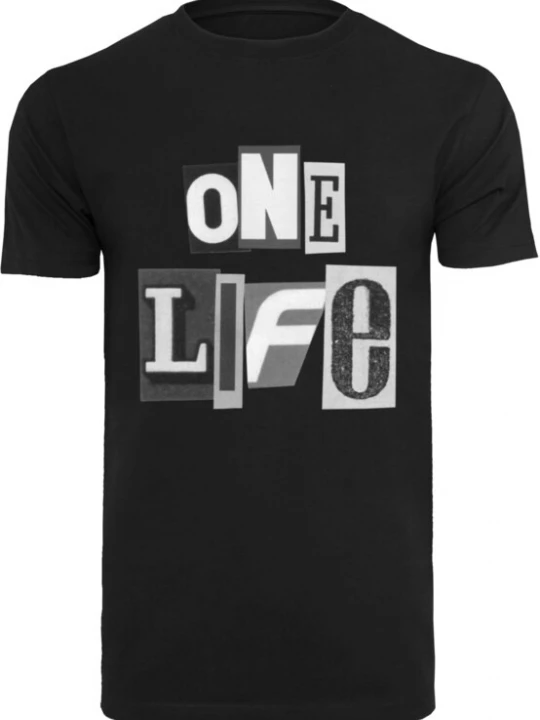 Foto van product Mister Tee Shirt 'One Life' grijs / donkergrijs / zwart / wit