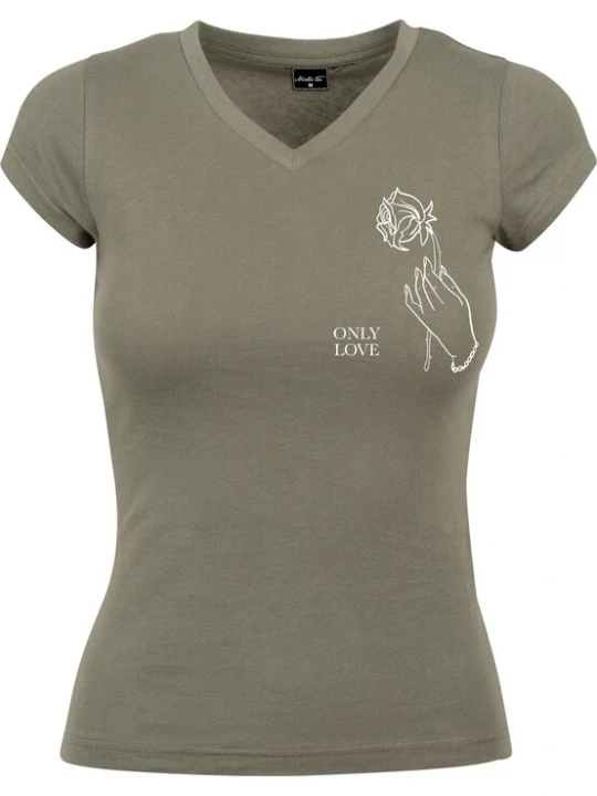Foto van product Mister Tee Shirt 'Only Love' olijfgroen / wit